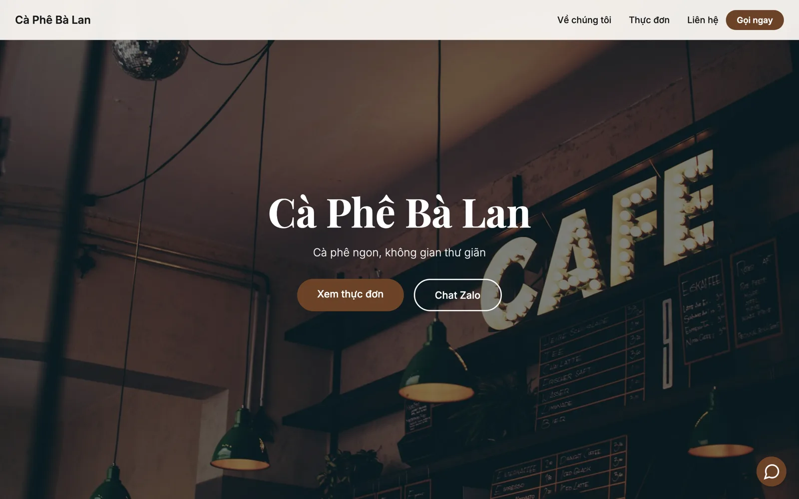 Mẫu website quán cà phê