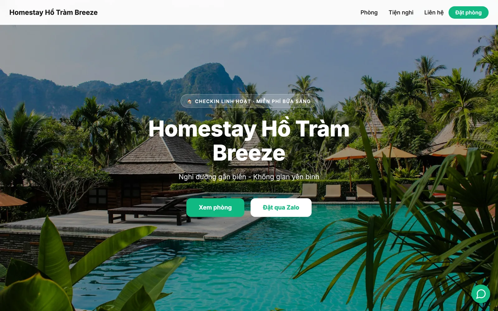 Mẫu website homestay