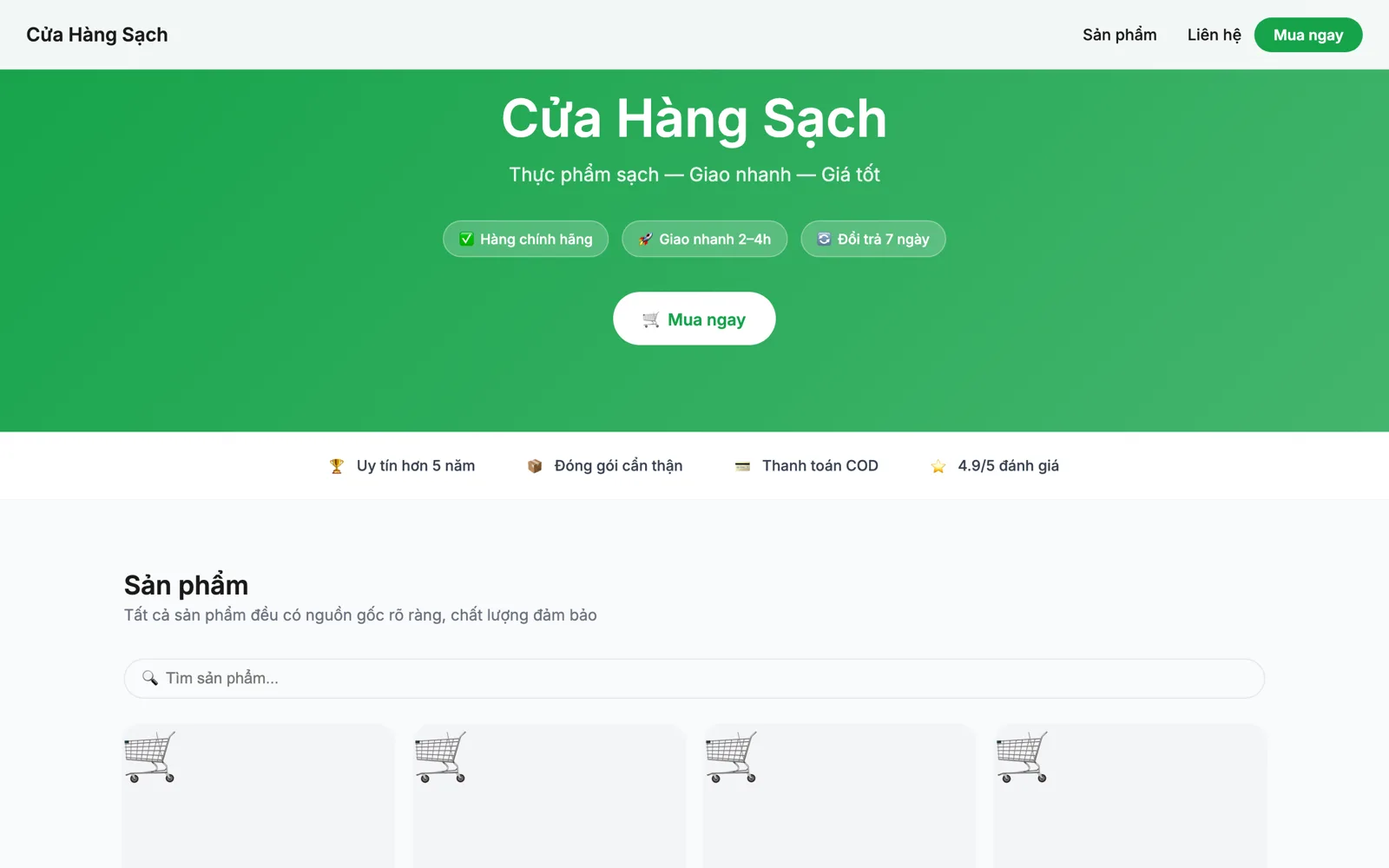 Mẫu website cửa hàng online